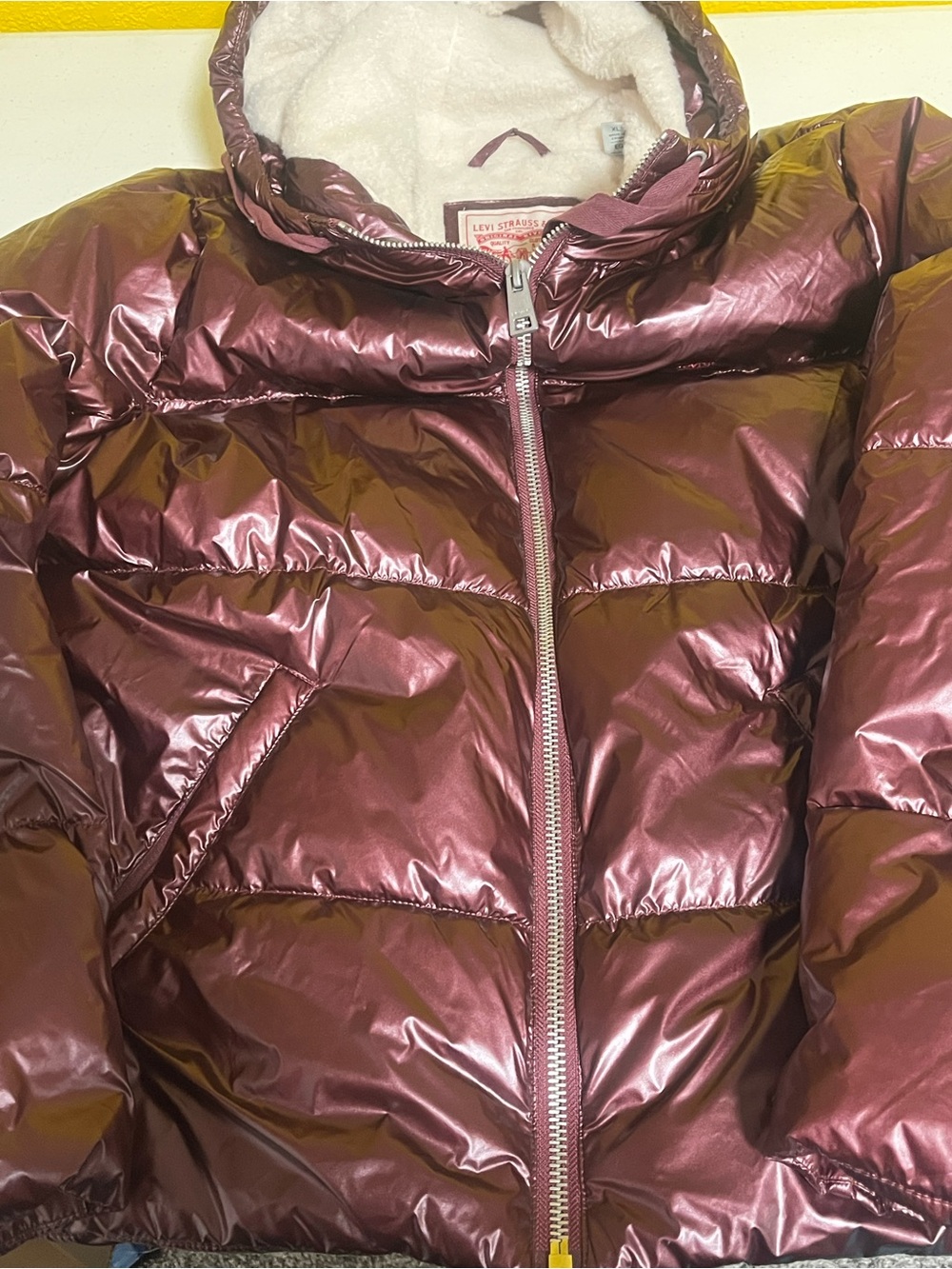Levi's Women's Metallic Wine Puffer Jacket